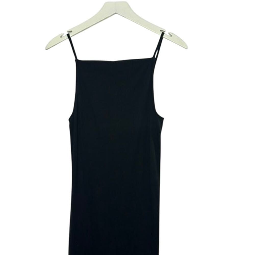 Old Navy Black Fitted Ribbed Square Neck Midi Dress Women's Medium NEW - Picture 3 of 6